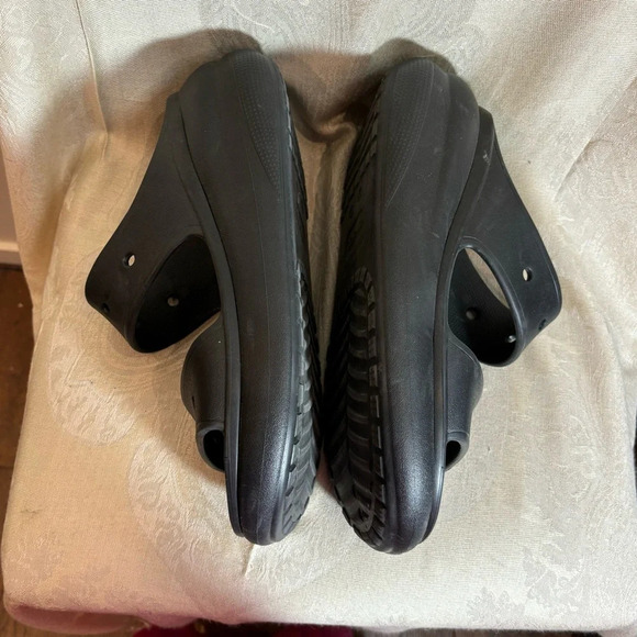 CROCS Sz 11 Classic Crush Iconic  Comfort Chunky Wedge 2 Straps Slip On Slides - Picture 9 of 13